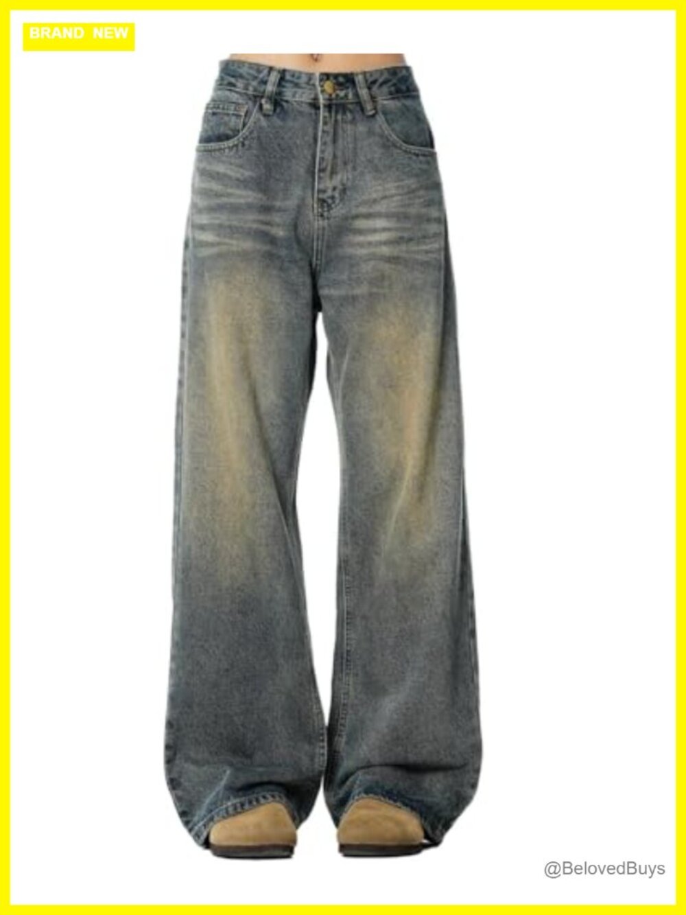 Baggy Wide Leg Jeans Distressed Denim Skater Streetwear Grunge Y2K